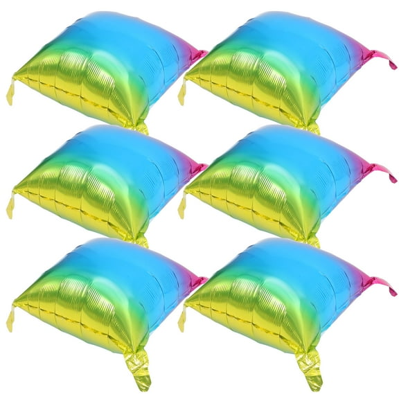 WHAMVOX 6pcs Balloon Prop Party Theme Balloon Square Inflatable Balloons Square Shaped Foil Balloons Party Square Balloons Decorative Square Balloons