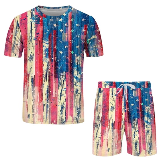 Vedolay Short Outfits For Men Men's Casual Short Sleeve Muscle Tee Shirts and Classic Fit Sport Shorts Sets,Red XL