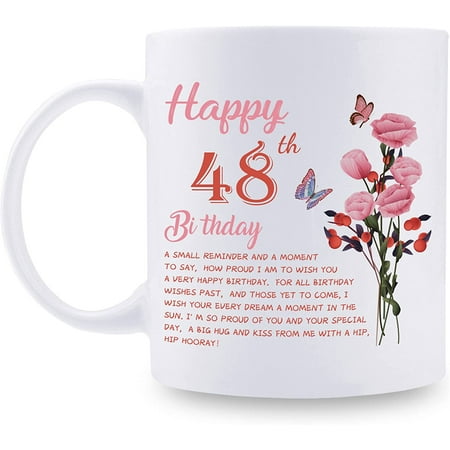 

48th Birthday Gifts for Women - Happy 48th Birthday Mug for Women - 48th Birthday Gifts for Wife Mom Friend Sister Aunt Coworker - 11oz Coffee Mug (48th Birthday Gift)