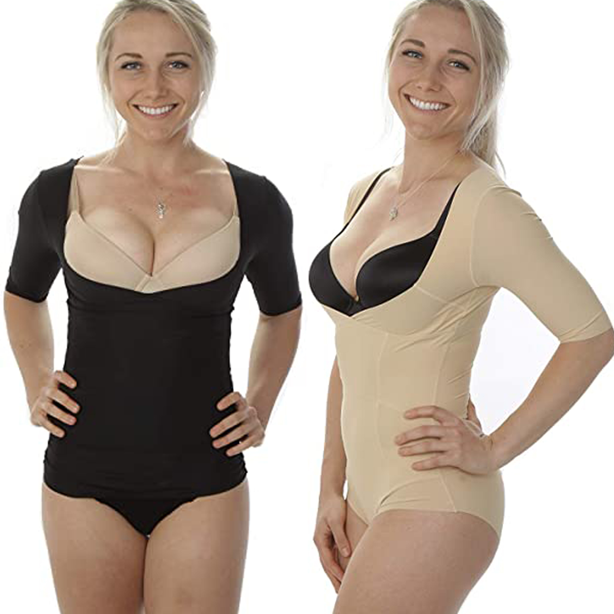 Fullness Women Arms Shaper Bodysuit Tummy Control Back Support Compression  Sleeve Shapewear