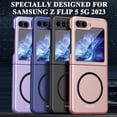 thumbnail image 5 of Compatible with Magsafe Case for Samsung Galaxy Z Flip 5 Case with Hinge Protector,Matte Skin Magnetic Bumper Shockproof Hard Cover Phone Case for Galaxy Z Flip 5 Case,Samsung Flip 5 Case Purple, 5 of 13