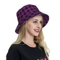 thumbnail image 6 of Sikiie Purple Black Plaid Reflective Double-Sided Bucket Hat, Sun Hat, for Gardening, Beaching, Camping, Hiking, Fishing, 6 of 6