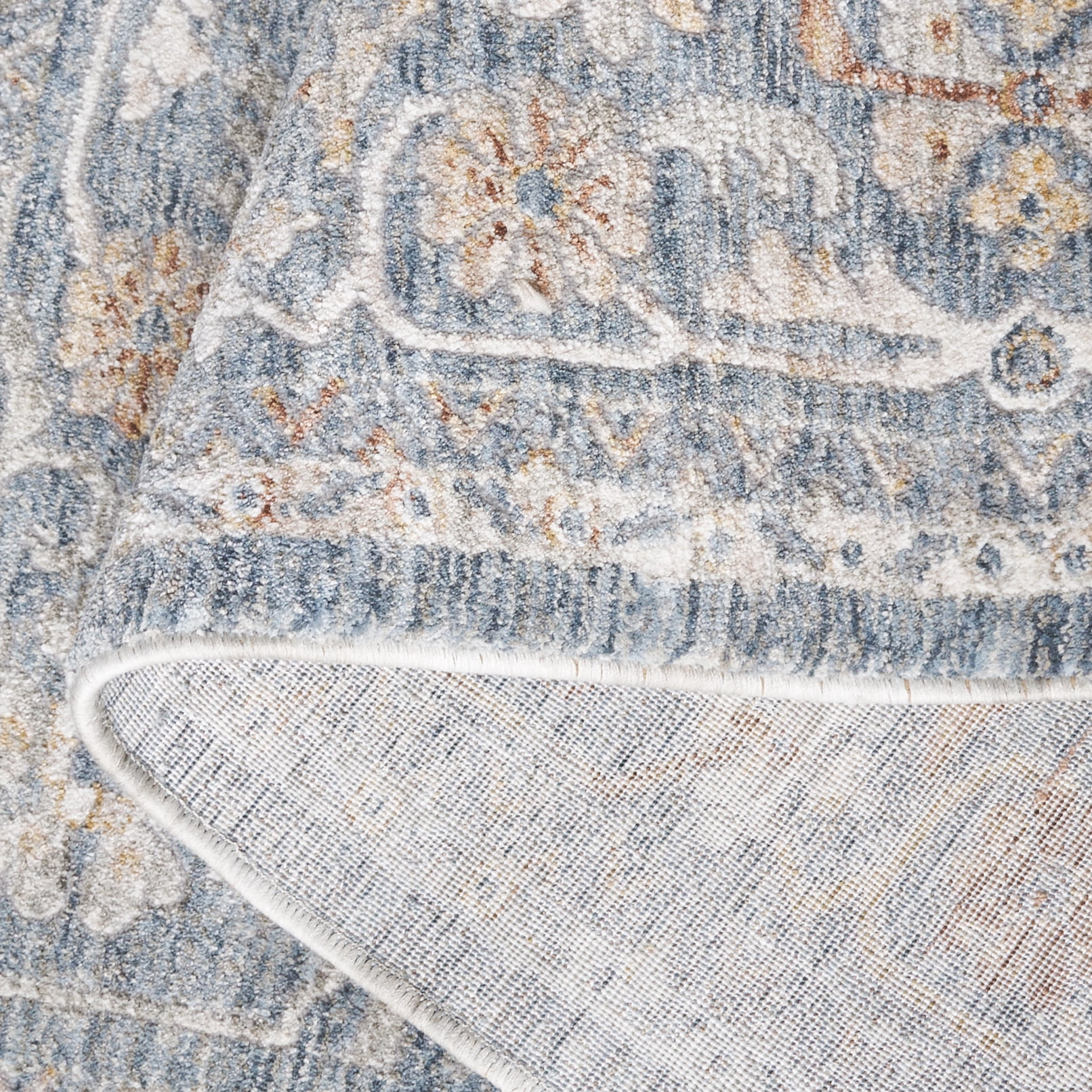 SAFAVIEH Mason Aaliyah Medallion Polyester Area Rug, Blue/Beige, 8' x 10'