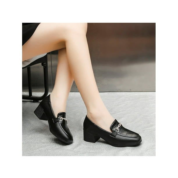 UKAP Women Pumps Square Toe Dress Shoes Comfort Loafers Outdoor