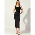 thumbnail image 2 of DARING DIVA Women's Long Pencil Skirt Business Button Decor Midi Skirts S Black, 2 of 6
