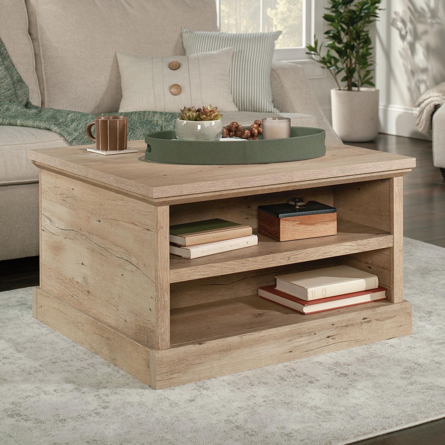 Sauder Aspen Post Coffee Table in Prime Oak Finish