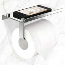 Uxcell Toilet Paper Holder Phone Shelf Stainless Steel Wall Mount Polished Silver Tone