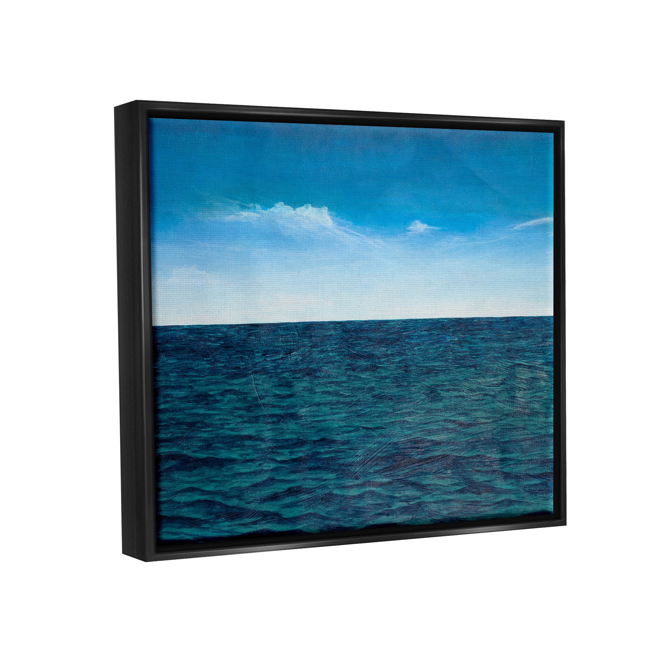 Deep Ocean Blue Water Waves Coastal Graphic Art Jet Black Framed Art Print Wall Art