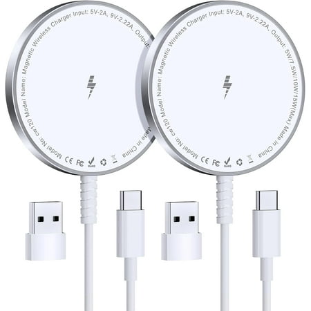 ETEPEHI Mag-Safe Charger: 2 Pack Wireless Charging Pad Compatible with iPhone 16/15/14/13Pro Plus Max & AirPods 4/3 Pro White
