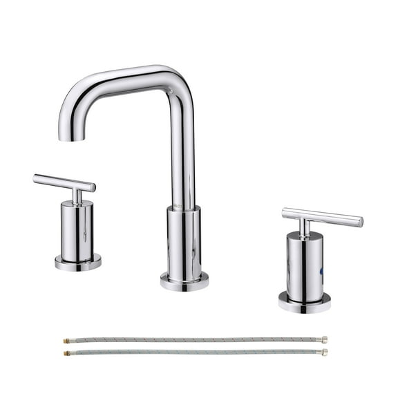 PARLOS 2-Handle Widespread Bathroom Faucet with Supply Lines, Polished Chrome