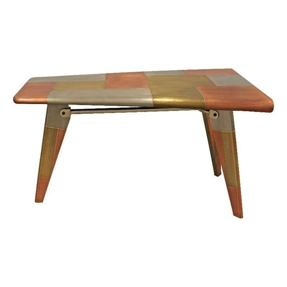 Pemberley Row Solid Wood Copper Writing Desk Tri-Tone Aerodynamic 55"W x 32"D Unassembled
