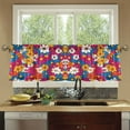 thumbnail image 4 of Yayeee Kitchen Curtains Set of 2 Light Filtering 57"x24" Over Sink Window Panels, Red Whimsical Floral, 4 of 7