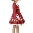 thumbnail image 2 of Renewold Soft Cozy Up Twirly Skater Dress Christmas Red A-Line Dresses Outfits for Toddler Girls Bow Snowflake Long Sleeve Knee Length Sundress Size L, 2 of 4