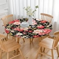 thumbnail image 3 of Pioneer Flower Floral Print Pattern Round Fitted Tablecloth with Elastic Edge,Dining Table Cover Waterproof,Outdoor Round Tablecloth for Camping,Dining,Indoor and Outdoor, 3 of 7