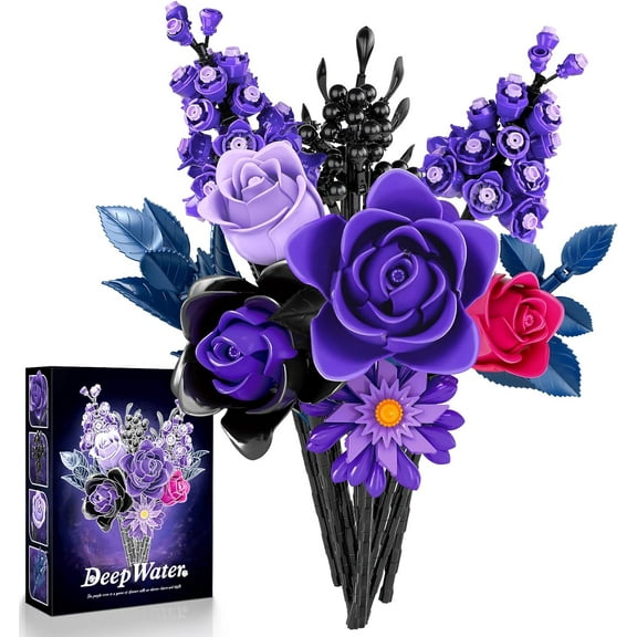 BrixVibe Gothic Rose Flower Bouquet Building Set Compatible with Lego Flowers for Adults Women