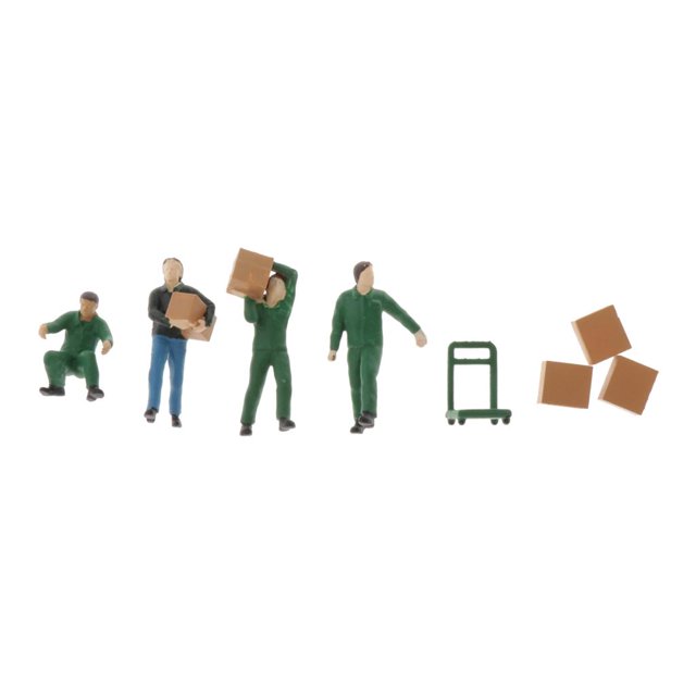 Figuras de trabajadores a escala 1:64, modelo de carga, descarga, manejo de personas en miniatura Verde perfke Porter Worker Figurine