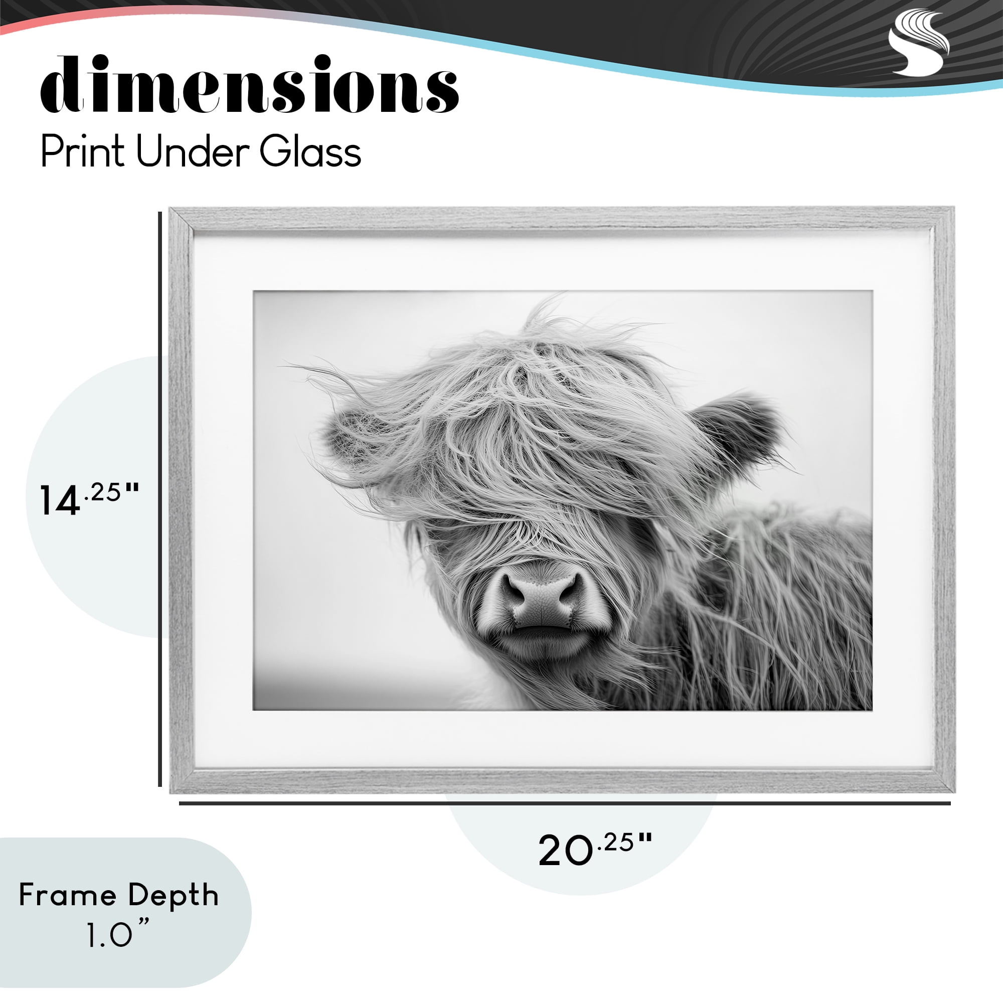 Stupell Industries Easy Breezy Cattle Gray Framed Print Under Glass, design by Tina LeCour
