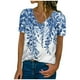 thumbnail image 2 of ICHUANYI Clearance Women Fashion Summer Sexy Fold Printed Regular Women Short Sleeves V Neck Button Top(Blue, L) ICHUANYI WER2023081018238, 2 of 5