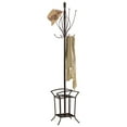 Bronze Metal 10 Hook Entryway Coat & Hat Rack with Umbrella Stand
