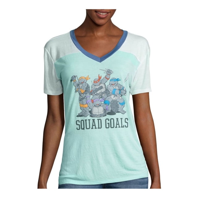 Camiseta gráfica Nickelodeon TMNT Squad Goals para mujer verde mediana