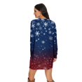 thumbnail image 6 of Women's Casual Dress Long Sleeve Round Neck Snowflake Print with Pocket Winter Theme Loose Fit Midi Dress for Spring Fall,Sky Blue,2XL, 6 of 6