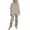 Beige, variant on Two Piece Sets for Women 2026 Casual Round Collar Middle Sleeve Top Printed Floral Pants Suit