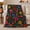 Berry Folk Flowers, variant on Vibrant Folk Art Floral Botanical Black Cheerful Decorative, Warm Flannel Blanket for Sunroom and Reading Nook, Festive autumn celebration Scene, Art Lovers autumn celebration Gift