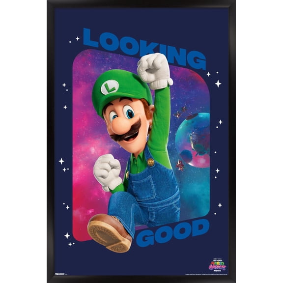 Nintendo The Super Mario Galaxy Movie (2026) - Luigi Looking Good Wall Poster, 14.725" x 22.375" Framed