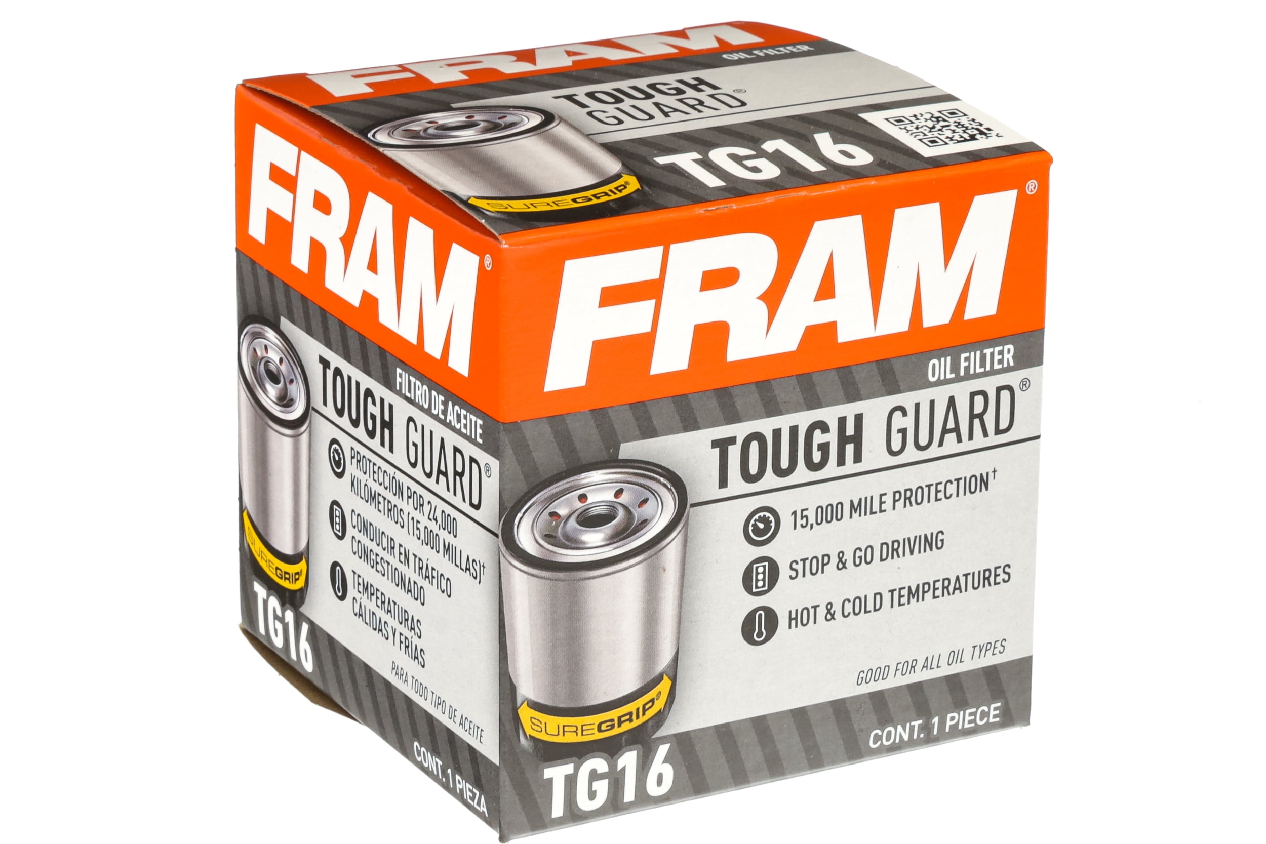 FRAM Tough Guard Oil Filter, TG16, 15K Miles, Replacement Filter for Selected Vehicles