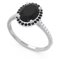 thumbnail image 2 of Diamond-Capitals 2.15 Carat Stylish Oval Cut Black Onyx Gemstone & Natural Diamond Proposal Ring for Ladies Solid 18K White Gold Size 7.5, 2 of 7