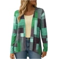 thumbnail image 2 of UQJfacai Womens Open Front Cardigan Lightweight Plaid Print Long Sleeve Casual Outerwear V Neck Fashion Fall Coats Cute Clothes, 2 of 6