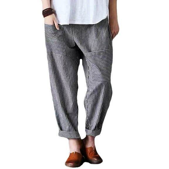 Women's Casual Cotton Linen Pant w/Unique Pockets Style-1 M