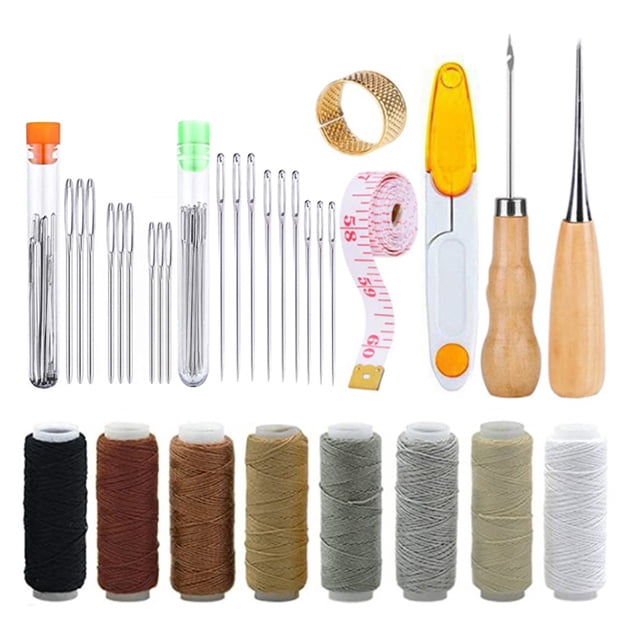 Billuyoard Kit de herramientas de artesanía de cuero profesional de 50M y 8 cables de colores, juego de herramientas de trabajo de costura de Artesanía