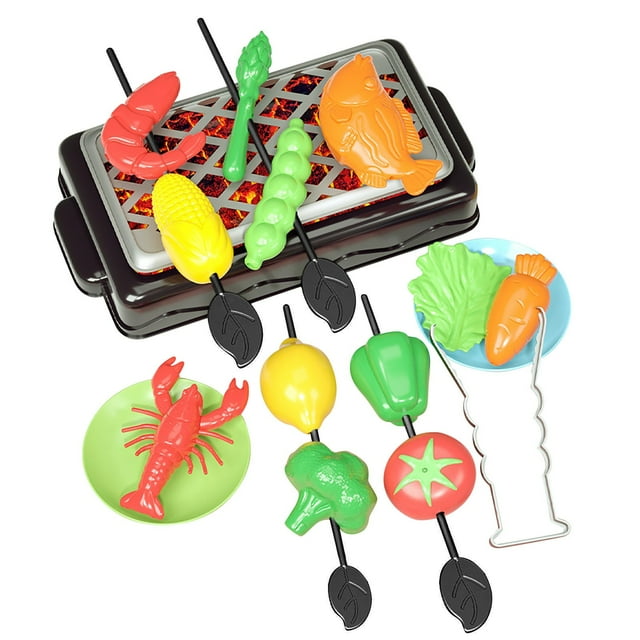XFGOU Barbecue Barbecue Toys and Hobbies Children's Barbecue Toy Set Play House Baby Kitchen BBQ Mini Grill Rack Simulation Food Grill Model simulation home toy