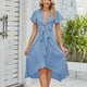 thumbnail image 5 of Vestido de mujer A Line Bow V Neck Vestidos casuales para cóctel (Azul claro XXL) FLhrweasw Para estrenar, 5 of 7