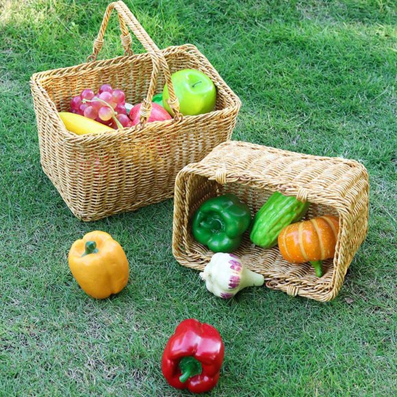 HEATSHAKING Woven Fruit Storage Basket Fruits Basket Khaki 1Set