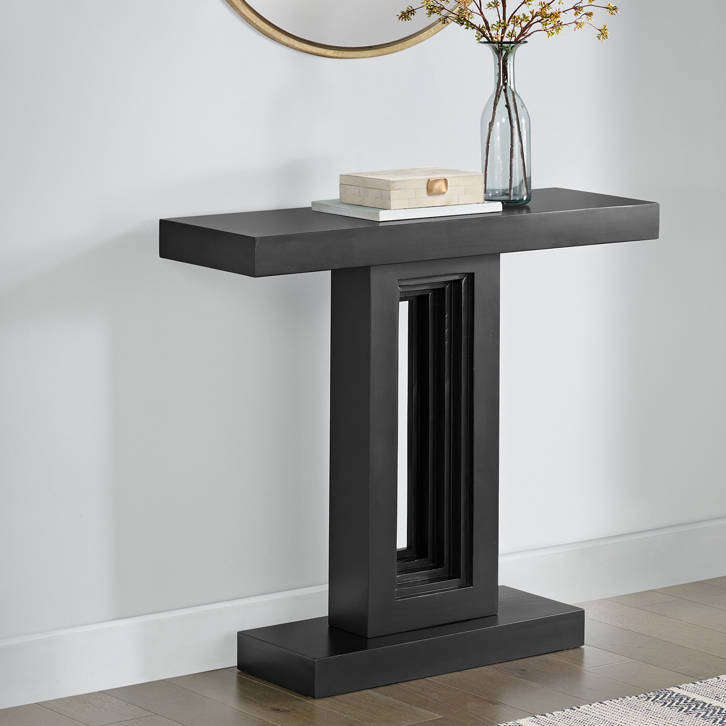 Alaterre Furniture Pismo Solid Wood Console Table - 36 Inch Modern Small Entryway Table (Black)