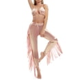 thumbnail image 1 of Women's Long Pants Outfits, Solid Color Halter Bandage Bra Tops + Tassel Decor Pants Shining Set, 1 of 4
