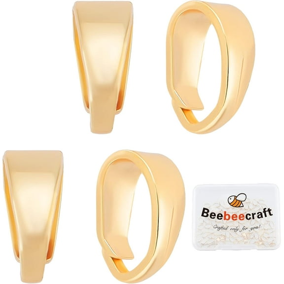100Pcs Necklace Charm Clasp 18K Gold Plated Pinch Clip Clasp Bail Charm Metal Pendant Clasps Connectors Bails for Jewelry Making DIY