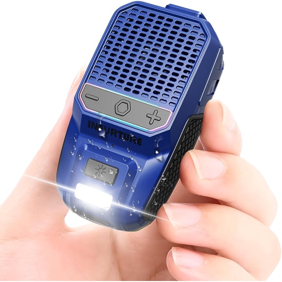 Altavoz Bluetooth portátil con altavoz RGB/linterna con clip, altavoces de ducha impermeables, micrófono integrado para reducción de ruido para música manos libres/llamadas para trabajo/equitación,