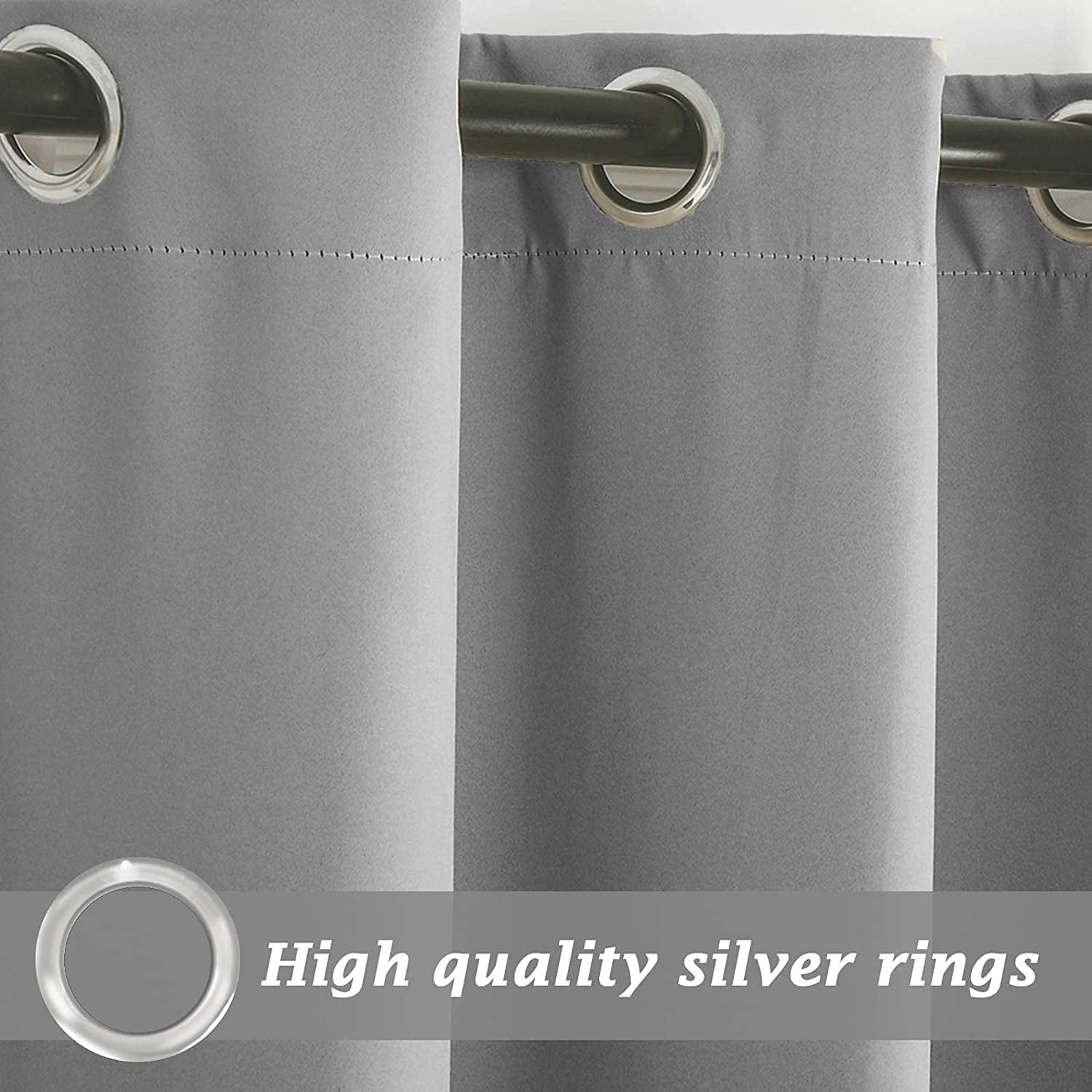 SHANNA Light Gray Waterproof Blackout Thermal Insulated, 52” x 84” (4 Panels)