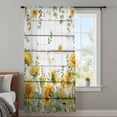 thumbnail image 4 of Sunflower Sheer Curtains 54 Inches Long, Summer Eucalyptus Botanical Floral Retro Light Filering Curtains, Breathable Simi Curtain Privacy Drapes for Kitchen Bathroom Nursery Small Window Treatment, 4 of 9