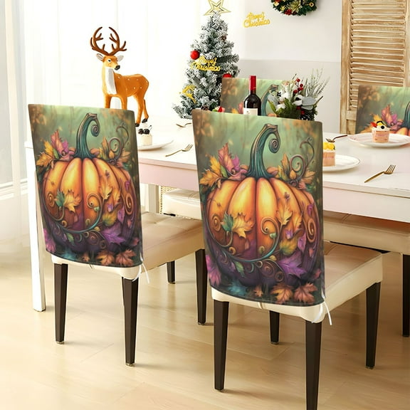 YAZAOO Chair Covers Set Home Kitchen Fall Pumpkin Party Decor Seat Back Cover Protector