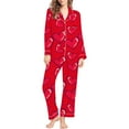thumbnail image 5 of Womens Pajama Sets Trendy 2 Piece Valentines Day Print V Neck Button Long Sleeve Set Sleepwear Fall Fashion,Red,XXXL, 5 of 5