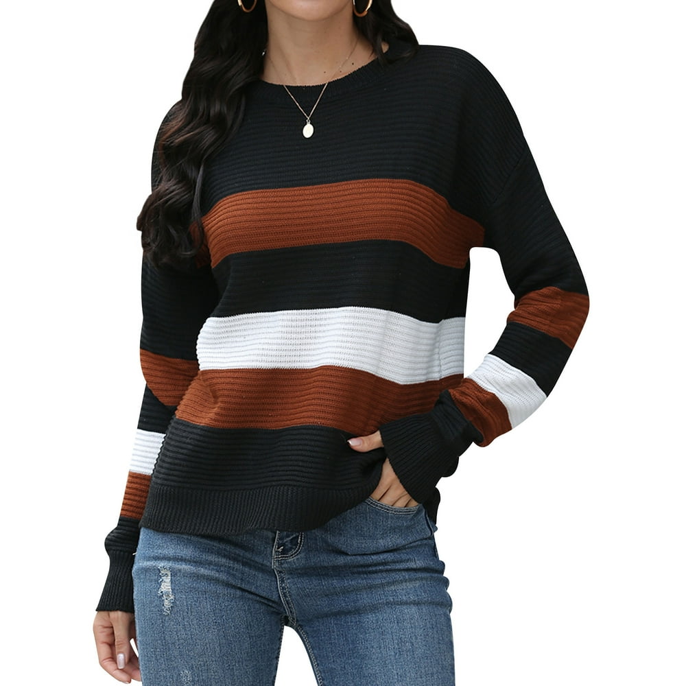 striped crew neck sweater