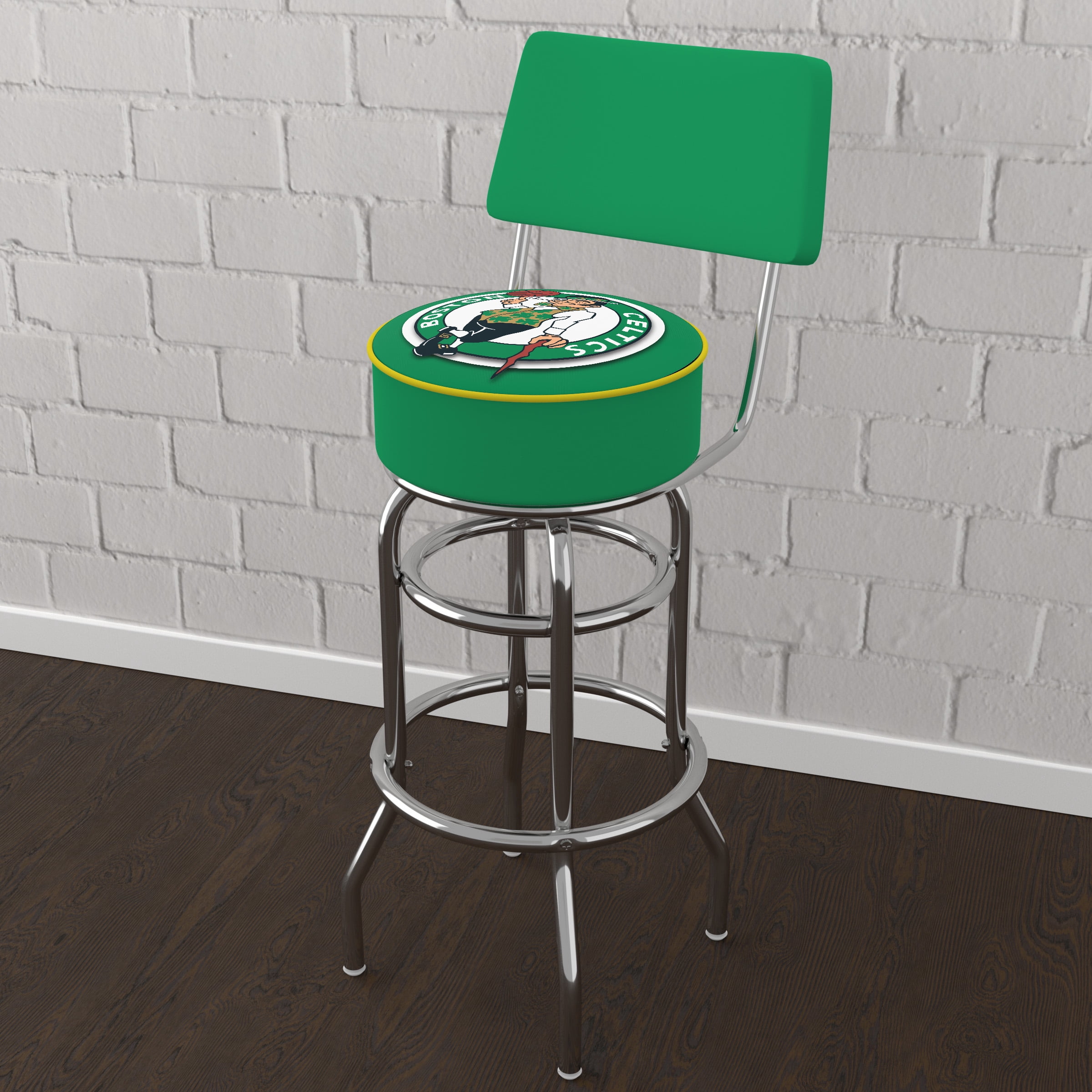 Trademark Gameroom Boston Celtics Logo Bar Stool with Back Rest