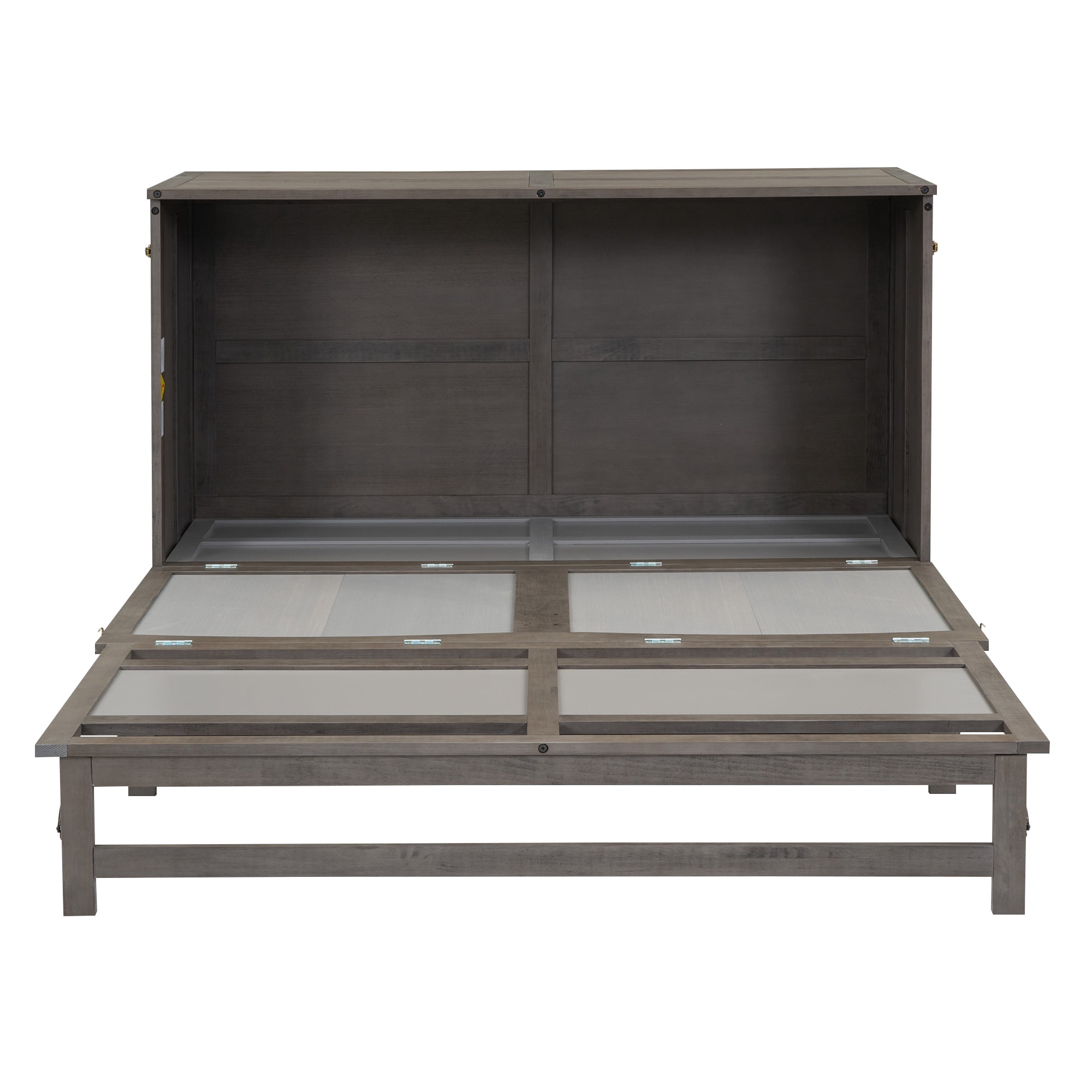 Bellemave Queen Size Murphy Bed with Charging Station, Wooden Murphy Cabinet Bed with Storage Drawer, Foldable Queen Size Platform Bed Frame for Guest Room Home Office (Antique Gray)