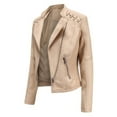 thumbnail image 2 of HIDE CRAFTS Women's Apricot Sheepskin Leather Cropped Biker Jacket, Quilted Shoulders, Laced Retro Luxury (US, Alpha, X-Large, Regular, Regular, Apricot), 2 of 4