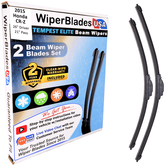 2015 Honda CR-Z Beam Wiper Blades Wipers w/2yr Warranty (Set of 2) (WiperBladesUSA)