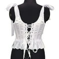 thumbnail image 7 of Women's Bustiers & Corsets Short Strap Shapewear Corset Halloween Costume Tight Fitting Waist Cinching Underbust Back Lace Up Medieval Ladies Basques Vintage Renaissance Steampunk Costume White M, 7 of 7